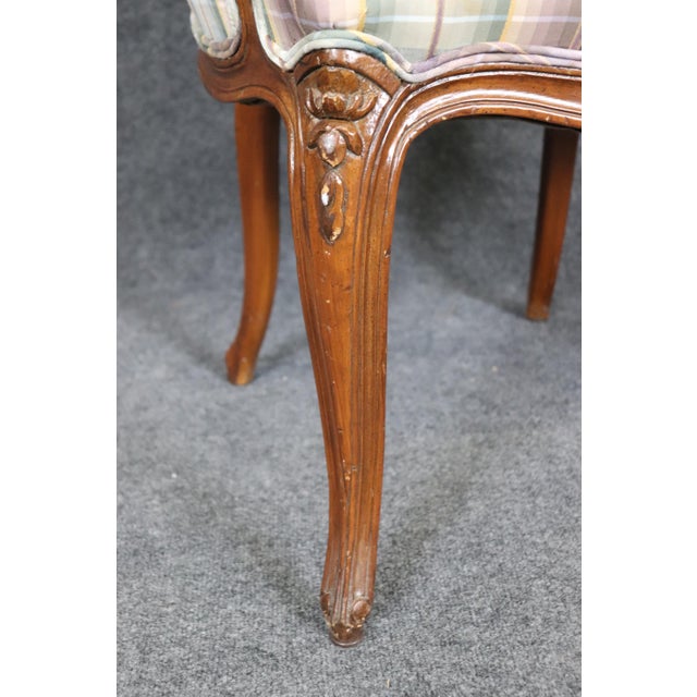 Set of 8 Walnut Louis XVI Cane and Upholstery Backed Dining Chairs For Sale - Image 11 of 12