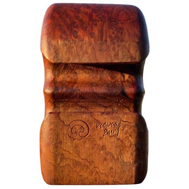 Wood Mid 20th Century Fred & Marilyn Buss Redwood Burl Rabbit Shaped Jewelry Box For Sale - Image 7 of 7