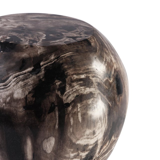 Organic Modern Petrified Wood Stool Accent Table For Sale In Greensboro - Image 6 of 7