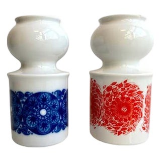 Pair of Petit Segmented Vases by Olle Alberius for Rörstrand, Sweden, 1960's For Sale