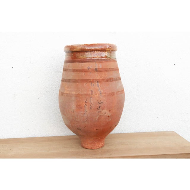 Large Mediterranean Terracotta Glazed Rim Floor Vase For Sale In Los Angeles - Image 6 of 11