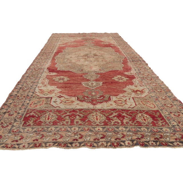 Jacobean Vintage Turkish Oushak Rug, 04'11 X 11'02 For Sale - Image 3 of 10