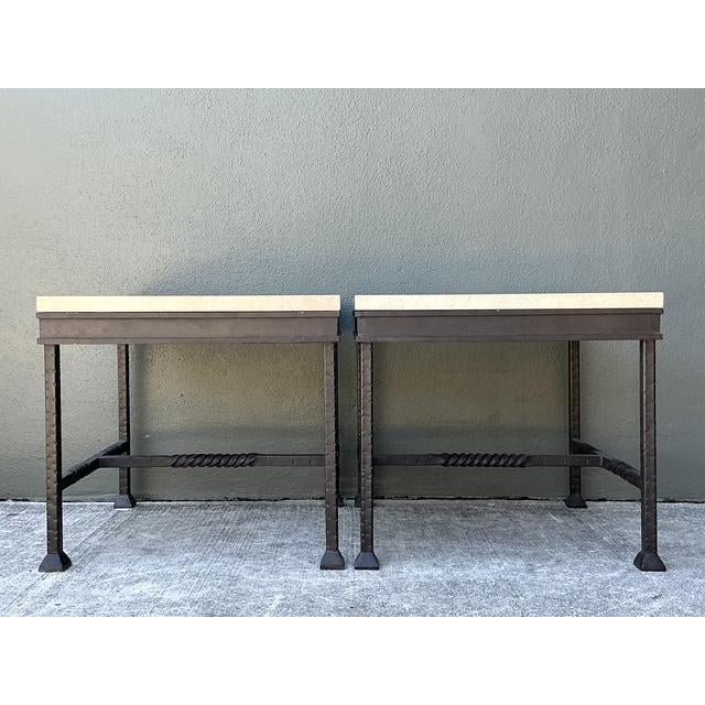 This striking pair of side tables masterfully blends Mediterranean influence with sophisticated materiality. Each table is...