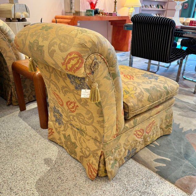 Vintage Gold Upholstered Slipper Chair For Sale In New York - Image 6 of 11