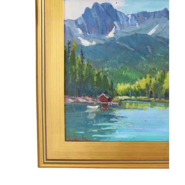 Silvio Silvestri, Listed Artist Lake Mary Mammoth California Landscape Oil Painting Including the Antiqued Gold Wood Frame For Sale In Los Angeles - Image 6 of 11