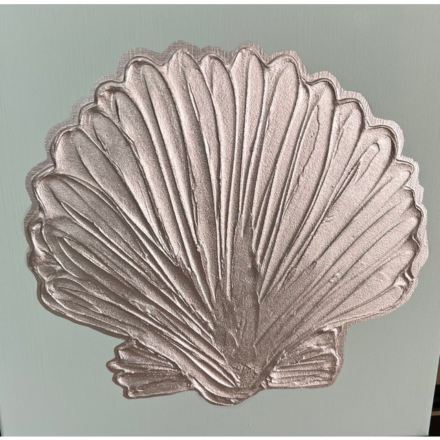 Mint & Silver Seashell Trio Canvas Art Collection, Designed by Cheryl P. Kohloff For Sale - Image 4 of 6