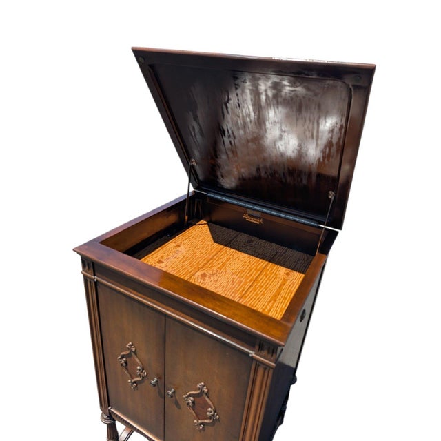 Wood Horner-Kelly for Brunswick Repurposed Antique Phonograph Cabinet With Storage Drawers For Sale - Image 7 of 12