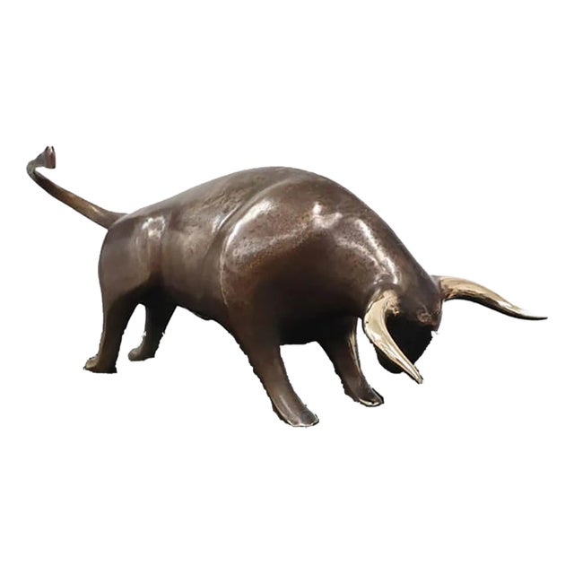 Bull Art Deco Bronze Sculpture For Sale