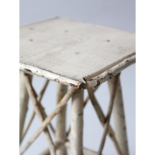 Off-white Antique Adirondack Twig Side Table For Sale - Image 8 of 17