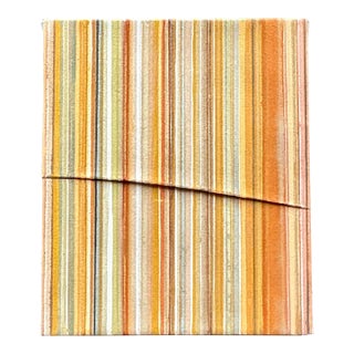 Vintage Boho Original Pleated Striped Abstract Oil on Canvas “Orange Stripe” For Sale