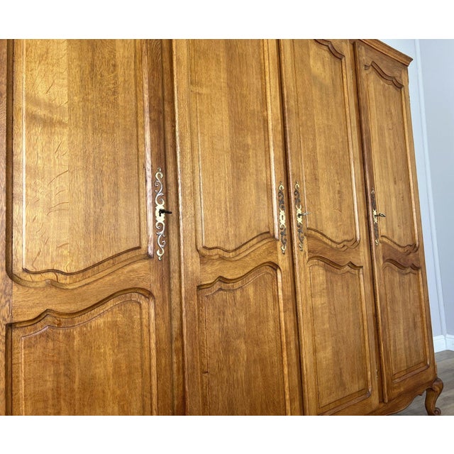 Brown Vintage French Louis XVI Style Wardrobe in Oak For Sale - Image 8 of 11