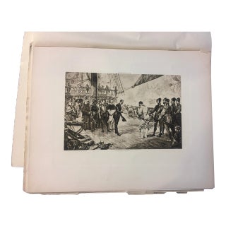 Late 19th Century "Admiral of Spanish Armada Surrender to Drake" Figurative Lithograph For Sale