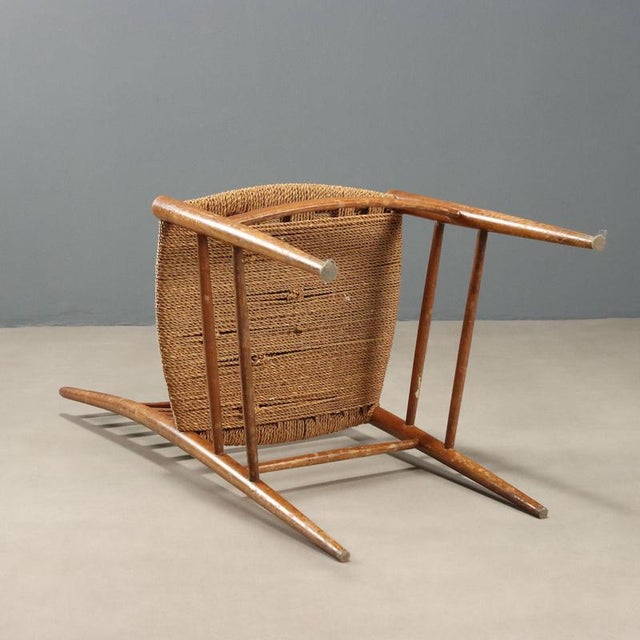 Beech and Woven Cord Chairs, 1950s, Set of 2 For Sale - Image 10 of 11
