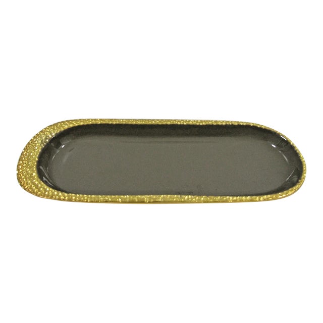 1990s Nima Oberoi Lunares Cosmos Long Tray Enamel and Gold Plated For Sale