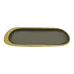 1990s Nima Oberoi Lunares Cosmos Long Tray Enamel and Gold Plated
