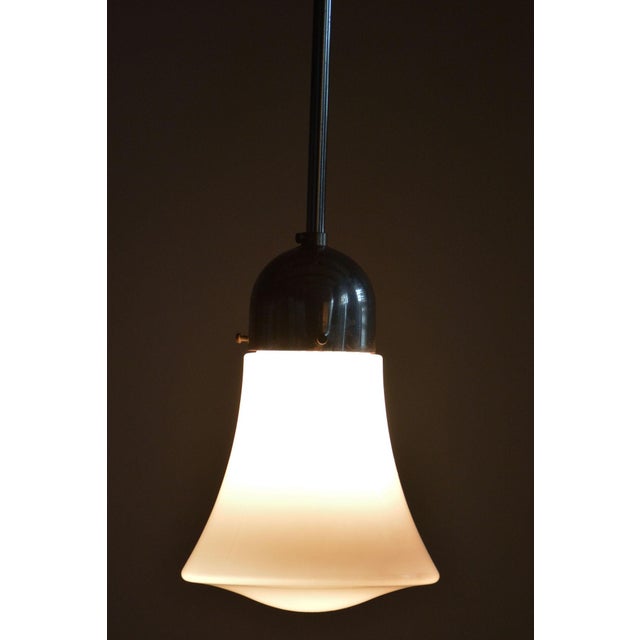 Silver Bauhaus Chandelier in Chrome-Plated Steel and Glass from Napako, Czech, 1930s For Sale - Image 8 of 9