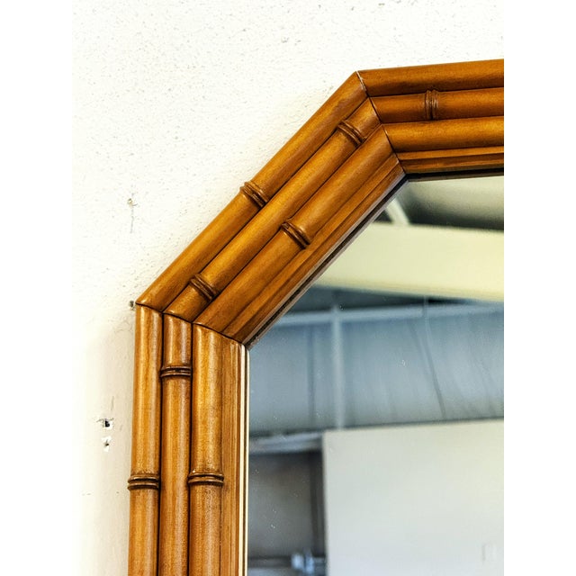 Vintage Faux Bamboo Octagonal Mirrors — 48” Tall Pair, Attributed to Thomasville For Sale - Image 10 of 13