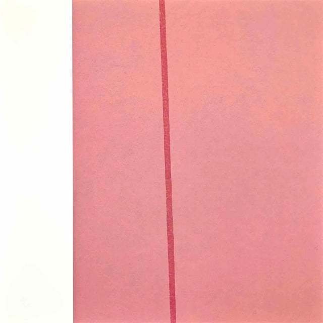 Eleni Zerva, Green Cosmos, Pink, Lithograph, 1971 For Sale