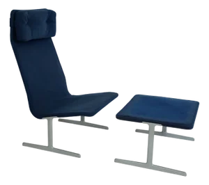 Vintage Lounge Chair and Ottoman by Dieter Rams for Vitsoe, 1970s, Set of 2