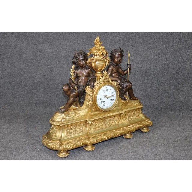 French 19th Century French Louis XV Style Bronze Figural Clock Set by Milliard Paris For Sale - Image 3 of 18