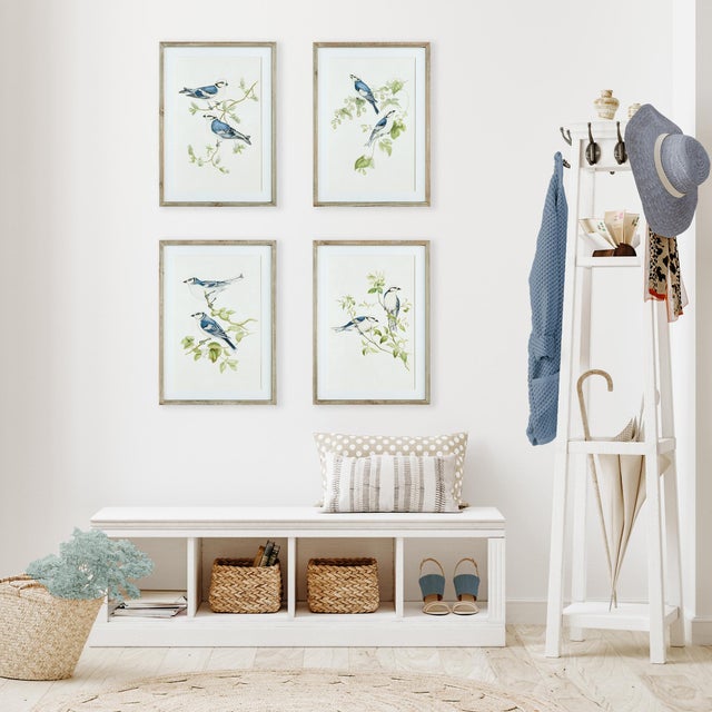 Kenneth Ludwig Chicago Blue Birds Prints, Set Of 4 For Sale - Image 4 of 4