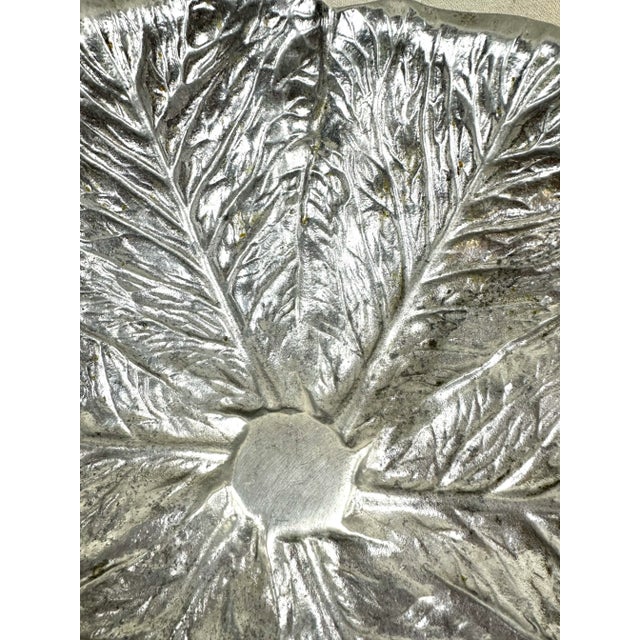 Late 20th Century Vintage Pewter Majolica Style Cabbage Serving Bowl For Sale - Image 5 of 12