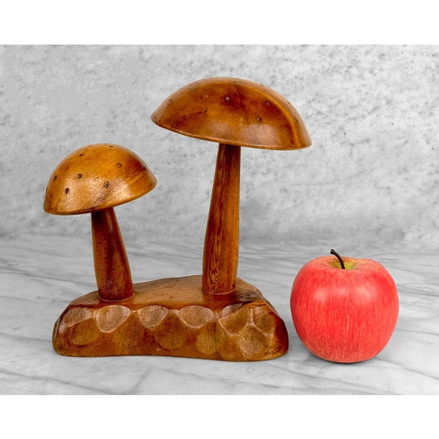 Vintage Boho MonkeyPod Carved Mushroom Toothpick Holder, c.1970's - Pairs Nicely with Many Mid-Century & Eclectic Interior...
