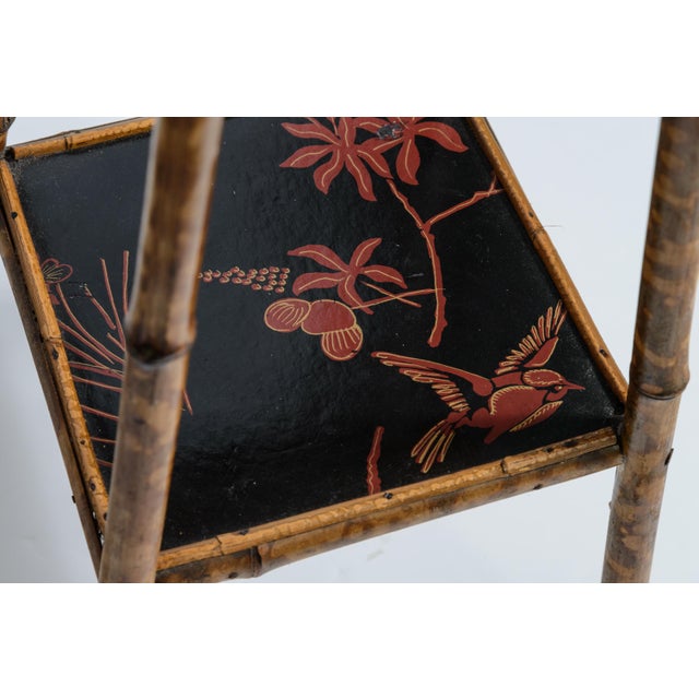 Antique Tortoiseshell Bamboo & Lacquer Chinoiserie Side Table Stand, France c.1880 For Sale - Image 4 of 8