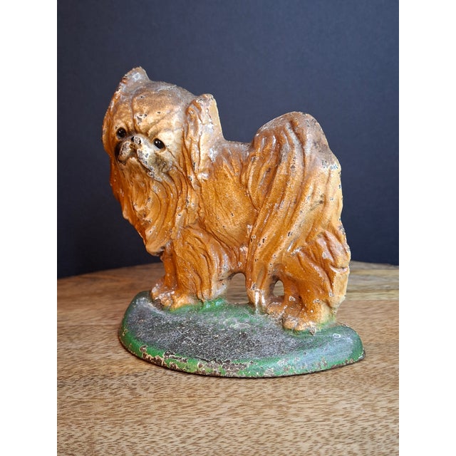 Metal Antique Hubley #353 Cast Iron Pekingese Dog Paperweight Figurine / Single Bookend (C. 1920s) For Sale - Image 7 of 17
