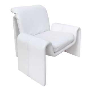 1980's Pierre Paulin Era Post Modern White Leather Structural Lounge Chair For Sale