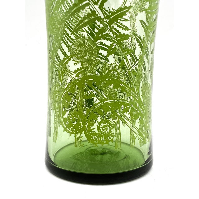 Vintage Green Fern Botanical Highball Glasses – Mid-Century Modern / Tropical - Set of 5 For Sale - Image 10 of 13