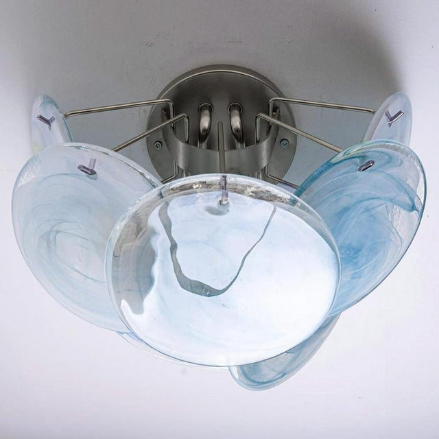 1970s Large Murano Blue Glass Discs and Brass Wall Light, Italy, 1970 For Sale - Image 5 of 15