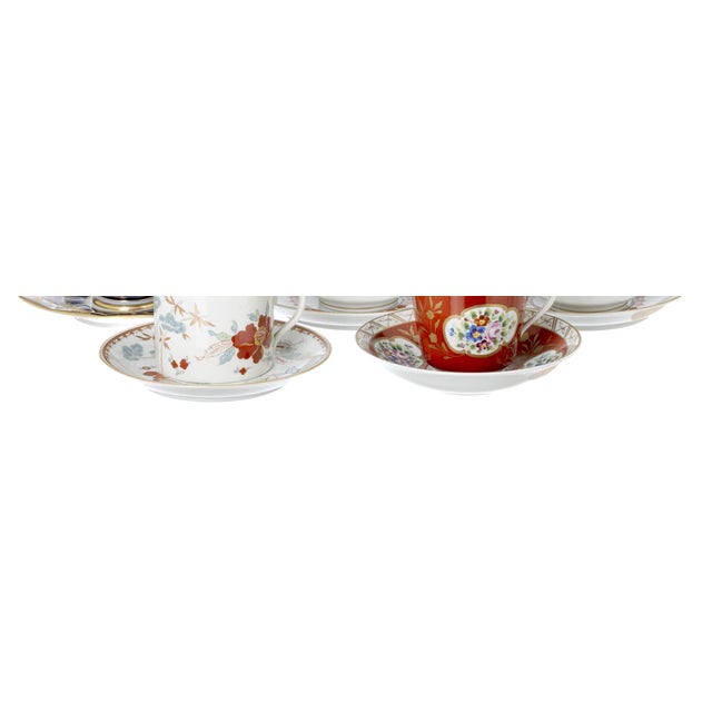 Porcelain Teacups with Saucers from Vista Alegre, Set of 10 For Sale - Image 6 of 8