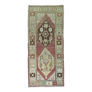 1940s Wide Turkish Anatolian Geometric Runner - 3'8" x 9'9" For Sale