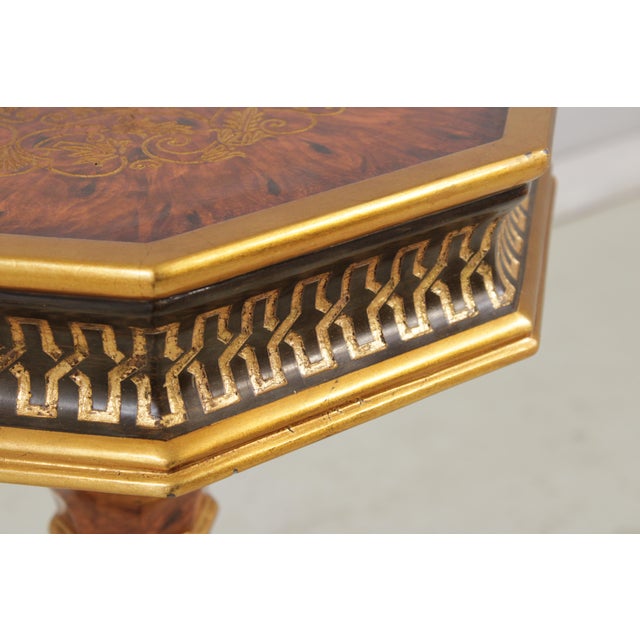 Pair of Burl Wood Regency Empire Black & Gold Pedestal Stands For Sale - Image 10 of 16