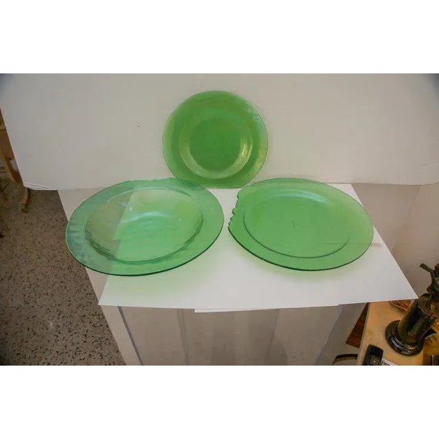 1991 Artisan Signed Green Glass Dinnerware - Set of 3 For Sale - Image 4 of 10