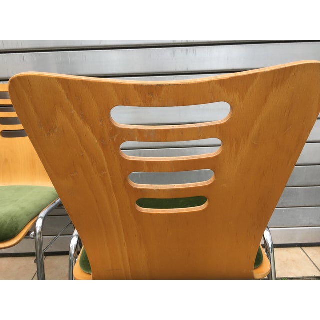 Stackable Metal and Wood Chairs, 1990s, Set of 4 For Sale - Image 3 of 16