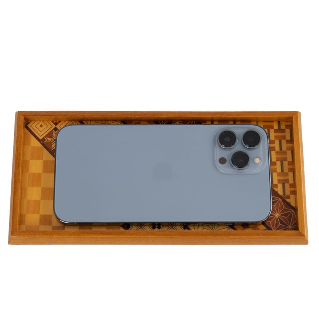 Vintage Wood Marquetry Tray With Geometric Patterns For Sale - Image 12 of 15