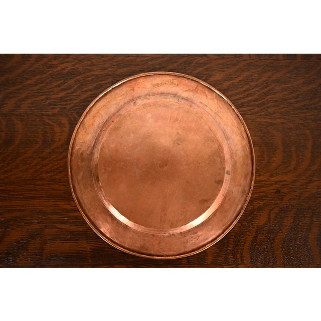 Roycroft Style Arts & Crafts Hammered Copper Charger Plate or Tray For Sale - Image 9 of 11