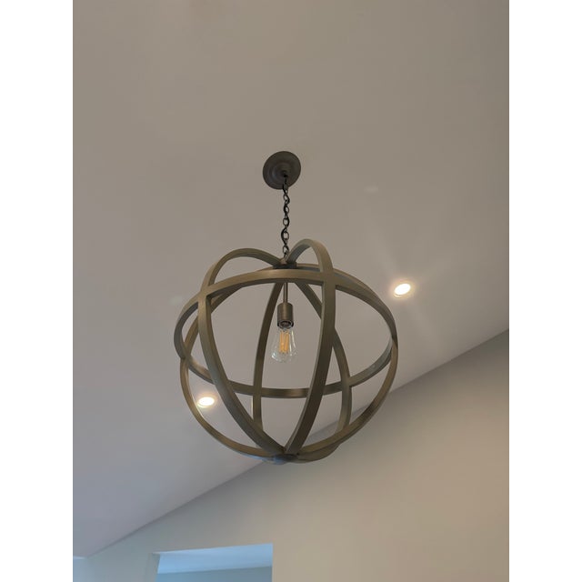 2020s Crate & Barrel Braden Grey Wood Orb Pendant Light by Currey For Sale - Image 5 of 7