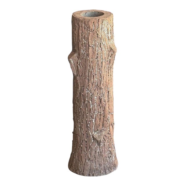 Faux Bois Garden Stone Planter or Ornamental Tree Trunk - Two Available For Sale