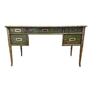 Vintage Faux Bamboo Campaign Chinoiserie Drexel Desk For Sale