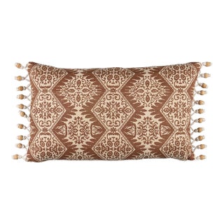 Schumacher Berkeley Silk Lumbar Pillow In Chestnut For Sale