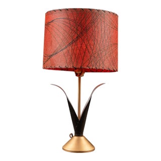 Mid-Century Tulip Lamp With Red Shade For Sale