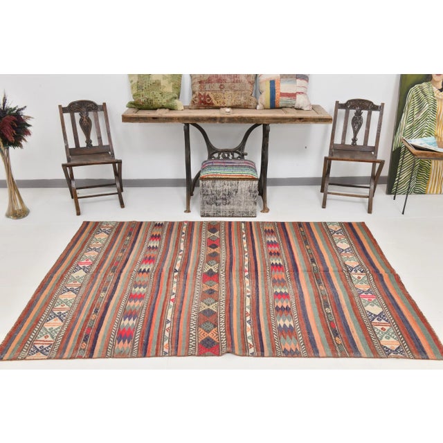 Vintage Turkish Kilim Rug For Sale - Image 4 of 11