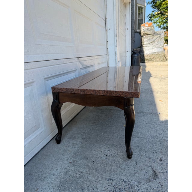 Vintage French Provincial Coffee Table With Granite Top and Cabriole Legs For Sale In New York - Image 6 of 9