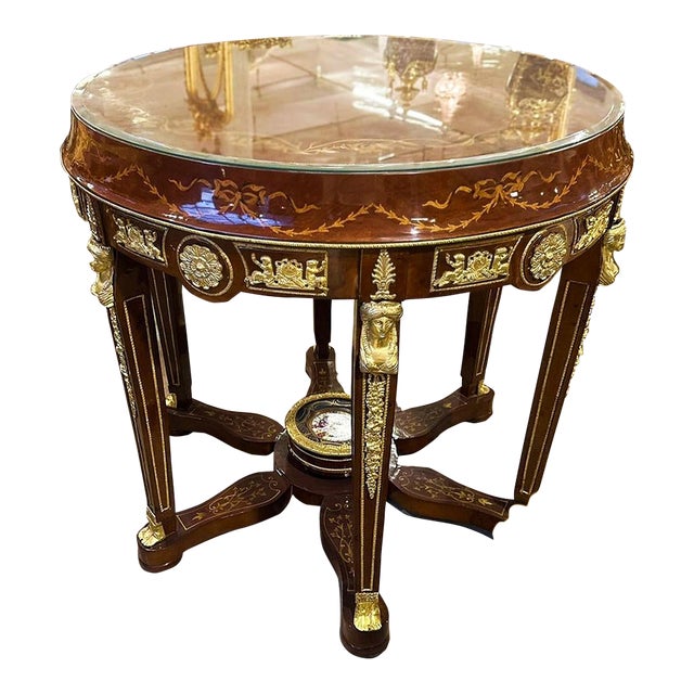 Rococo Style Copper Table With a Glass Topped Furniture For Sale