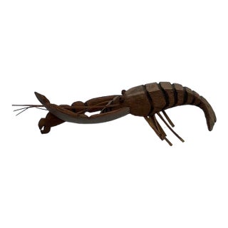 Carved Wood Lobster Sculpture For Sale
