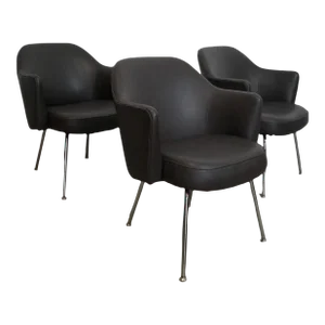 Vintage Eero Saarinen Style Executive Armchairs by Martin Brattrud - Set of 3
