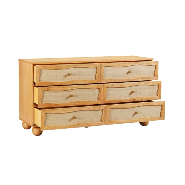 Wood Grappa Natural Wood & Rattan Wavy Dresser with Ball Feet For Sale - Image 7 of 8